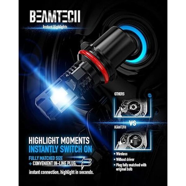 BEAMTECH Bombilla LED 9007 reemplazo halógeno HB5 12000_2