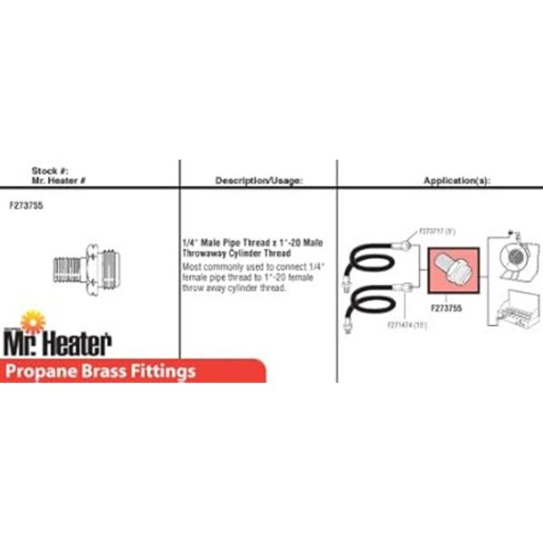 Mr Heater F273755 Rosca de tubo macho de 14 x 20 macho_2