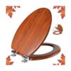 Asiento de inodoro alargado de madera moldeada con_1