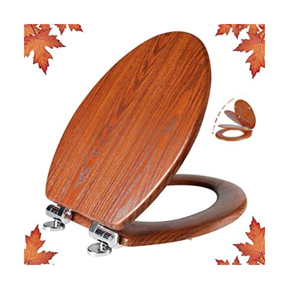 Asiento de inodoro alargado de madera moldeada con