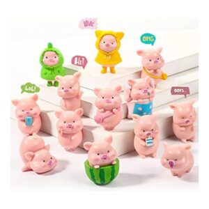 13 piezas de bonitas figuras de cerdito rosa en miniatura