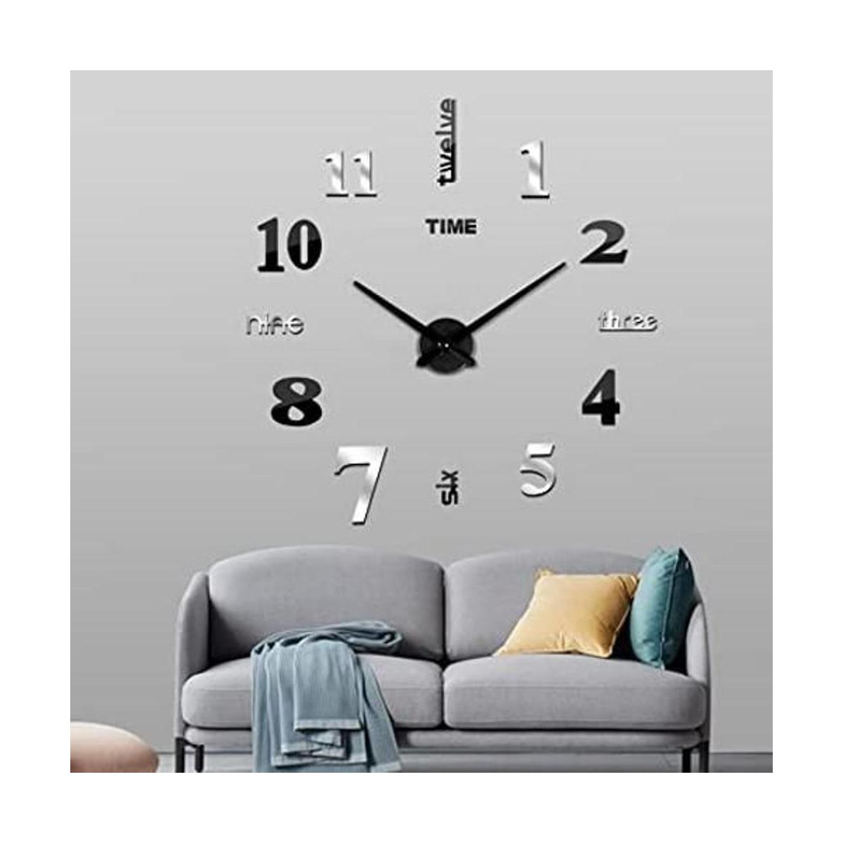 FERRISA Reloj de pared grande 3D sin marco 3 en 1 de 47