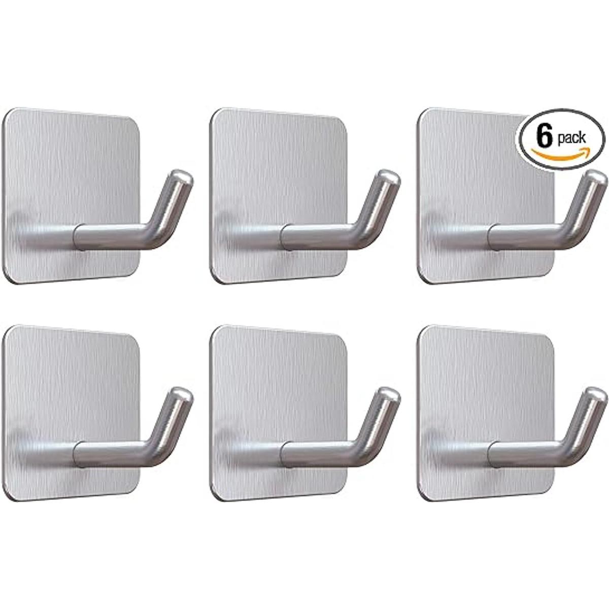 VISV Ganchos adhesivos de pared plateados de acero