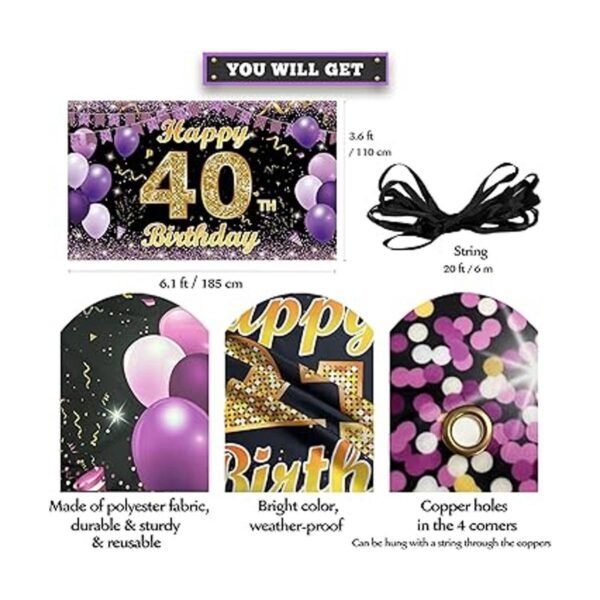 Cartel de fondo de 40 decoraciones de cumpleaños_2