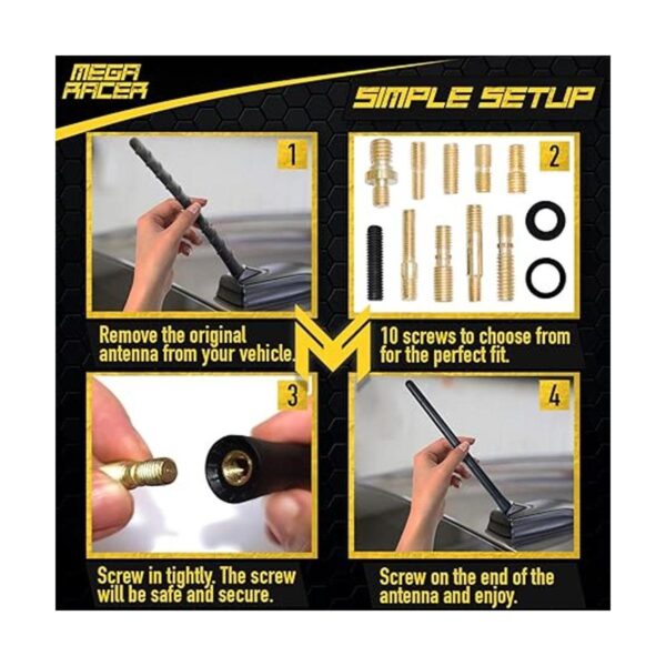 Mega Racer Antena de camión doblado compatible con AMFM_6