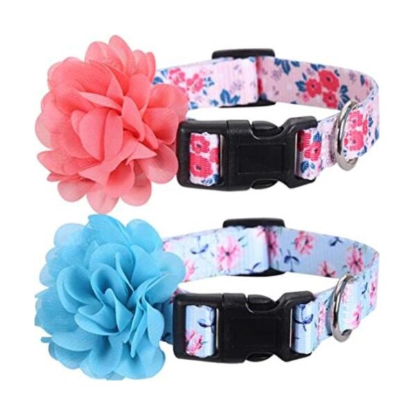 Collar de perro floral con flor extraíble ajustable de_1