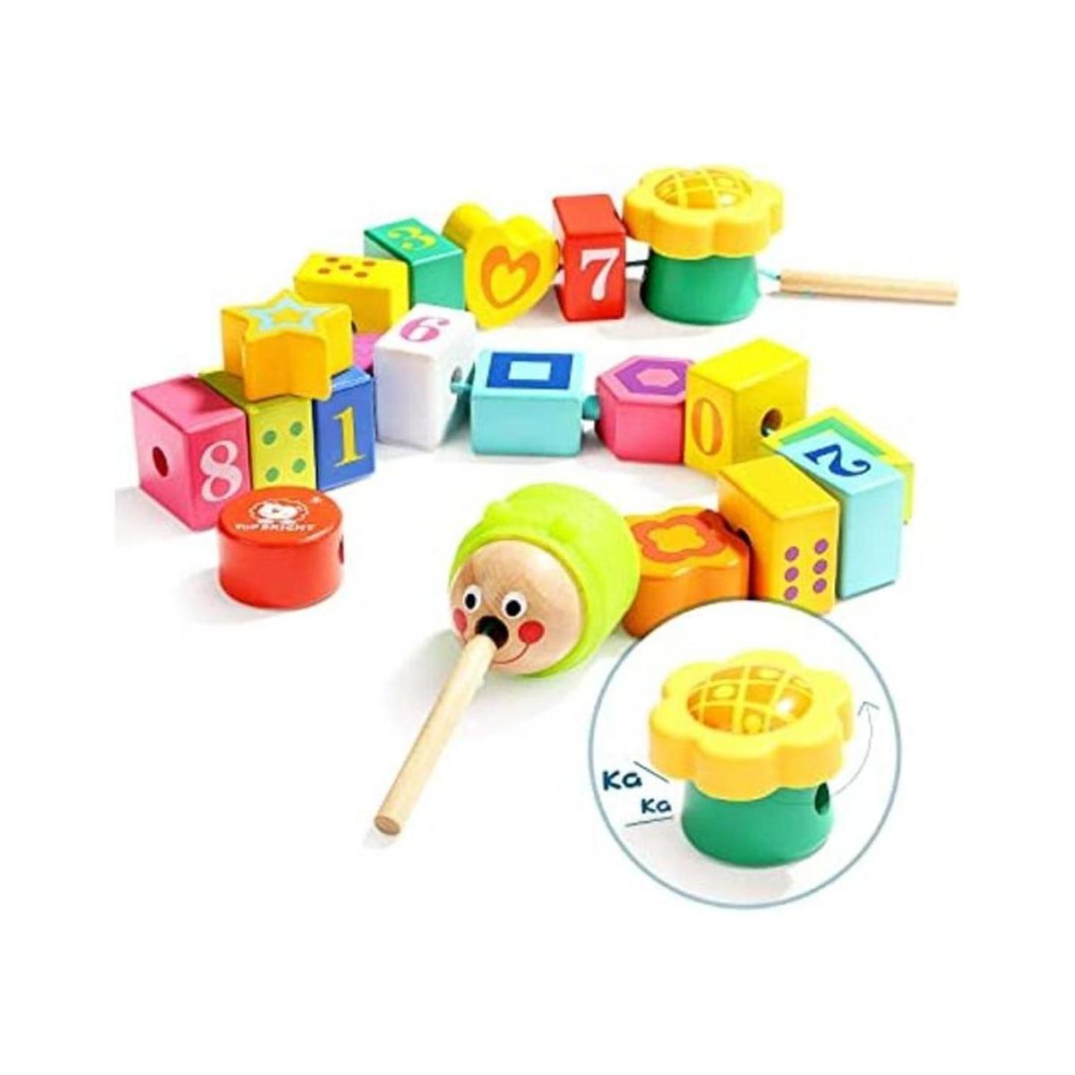 TOP BRIGHT Cuentas de cordones de madera para niños