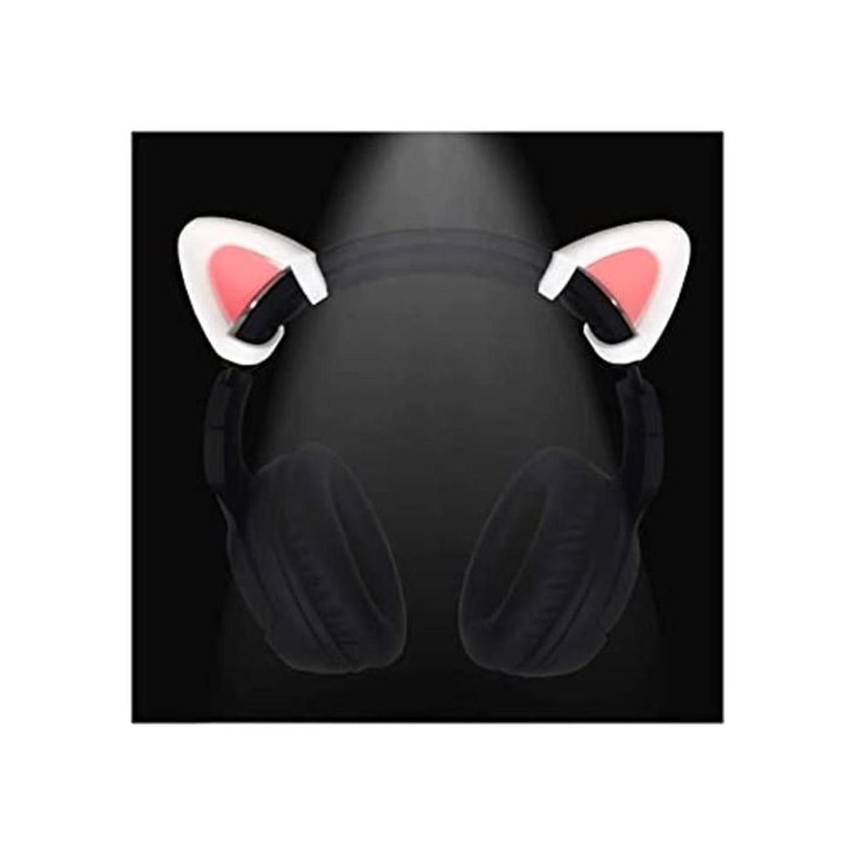 Lindas orejas de gato rosadas se adaptan a auriculares