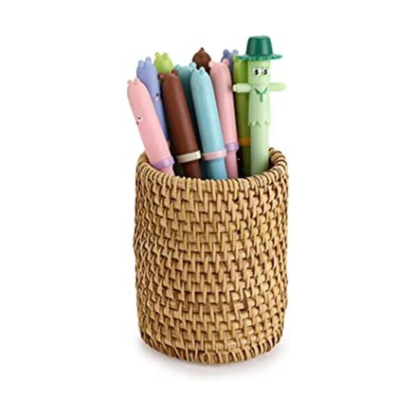 BTSKY Vaso de ratán soportes para lápices de escritorio