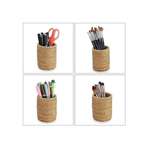 BTSKY Vaso de ratán soportes para lápices de escritorio