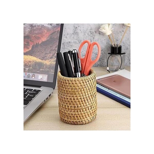 BTSKY Vaso de ratán soportes para lápices de escritorio