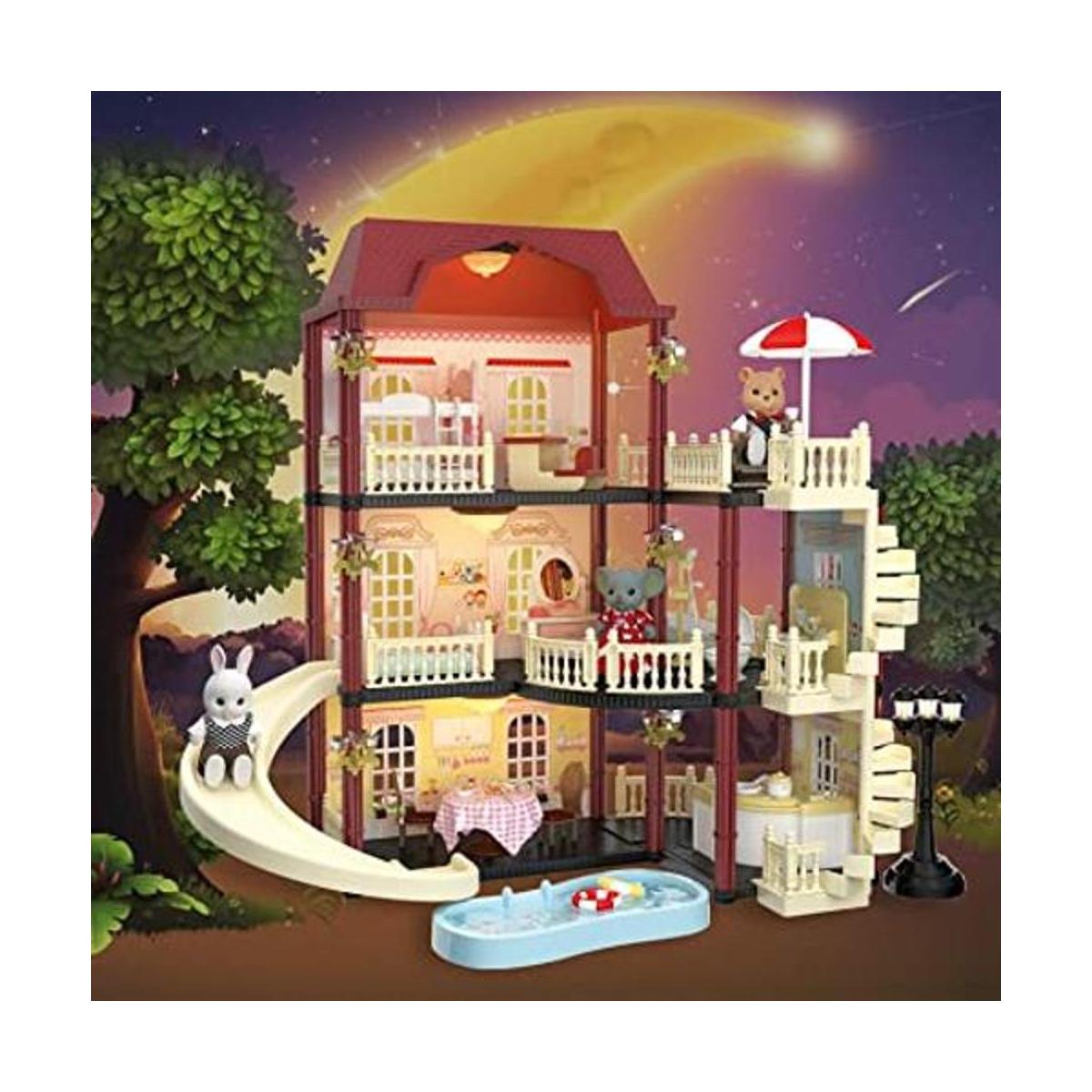 MITCIEN Kit de casa de muñecas para niñas con piscina y