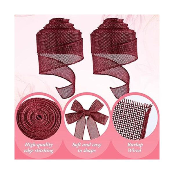 Shappy 2 rollos de cinta de arpillera burdeos rojo vino