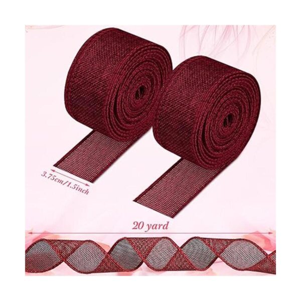 Shappy 2 rollos de cinta de arpillera burdeos rojo vino