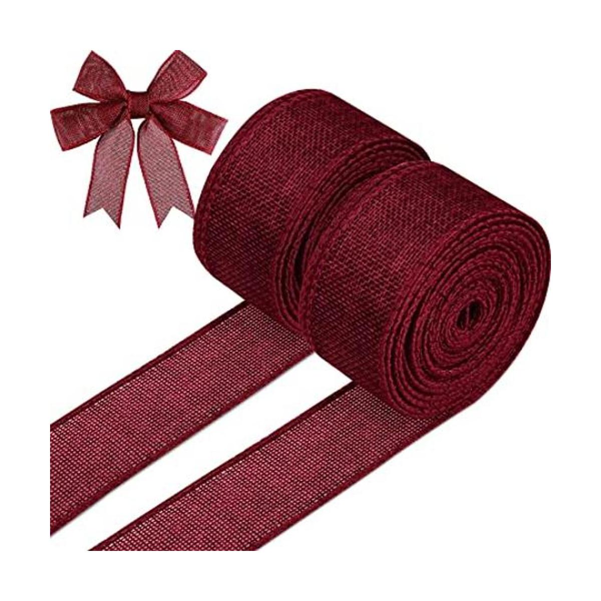 Shappy 2 rollos de cinta de arpillera burdeos rojo vino