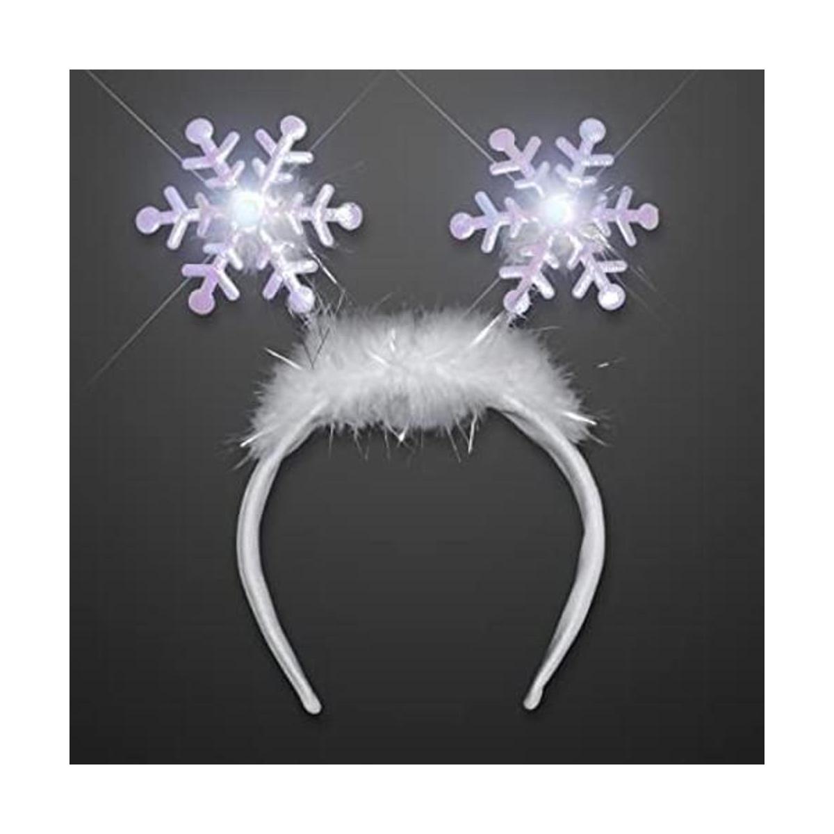 Diadema con diseño de copos de nieve con luces LED blancas