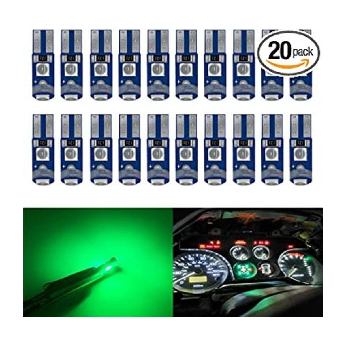 BlyilyB Paquete de 20 bombillas LED de cuña verde T5 74 73