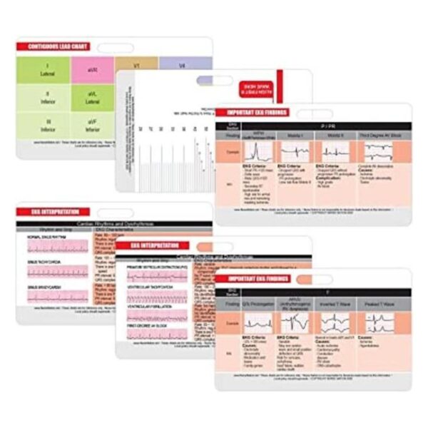 EKG Juego de 6 tarjetas de telemetría ECG con regla de_1