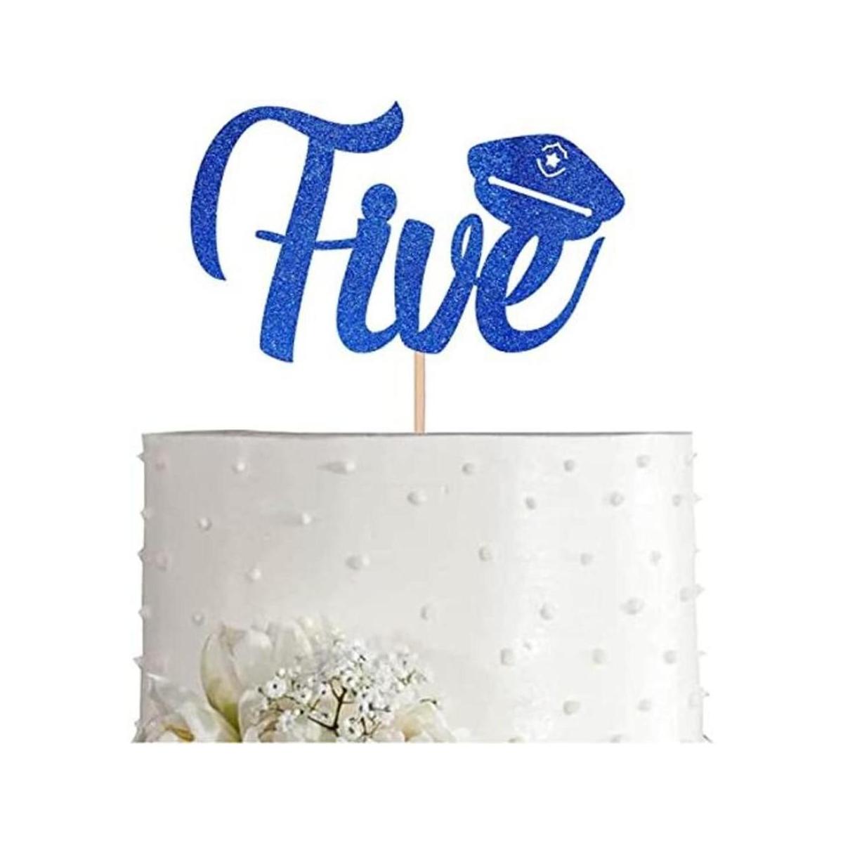 Decoración para tarta de cumpleaños con purpurina azul