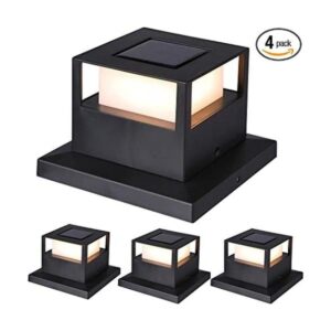 MAGGIFT Paquete de 4 luces solares para postes de 20_1