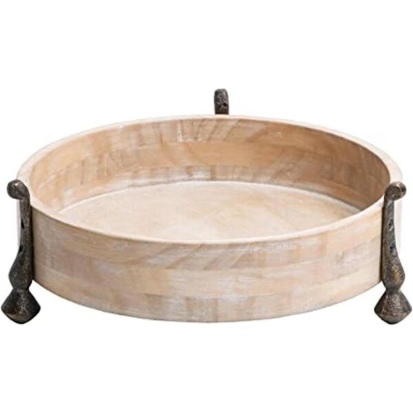 NIKKY HOME Bandeja decorativa redonda de madera bandeja_1