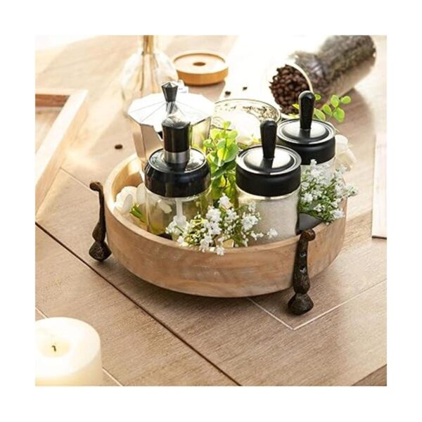 NIKKY HOME Bandeja decorativa redonda de madera bandeja_2