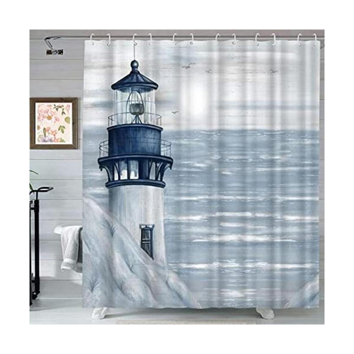 AtGoWac Cortina de ducha Faro para decoración de baño 72
