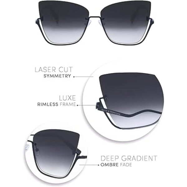 Topfoxx Raya x Vixen Gafas de sol de ojo de gato negras_4
