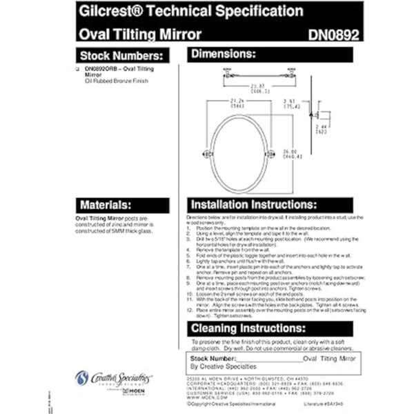 Moen DN0892ORB Gilcrest Espejo inclinable para baño sin_3