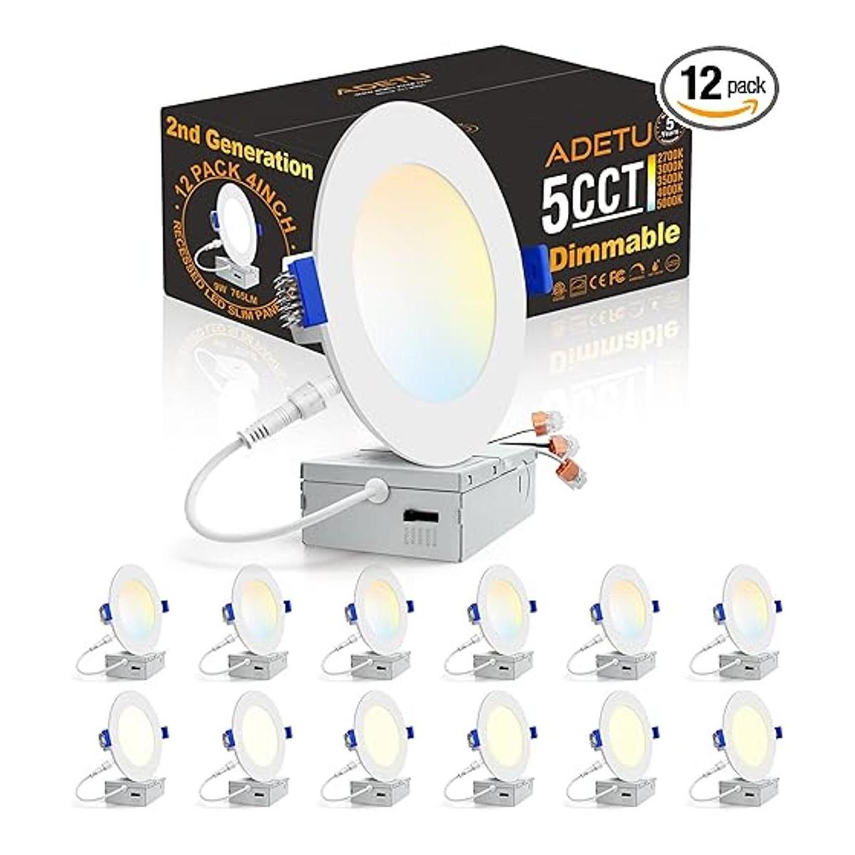 Adetu Paquete de 12 luces LED empotrables de 4 pulgadas