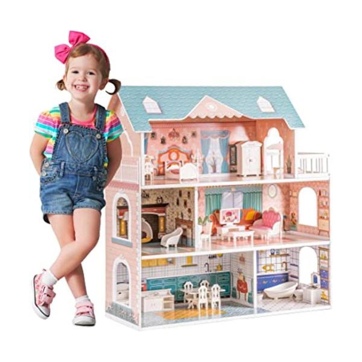 ROBOTIME Casa de muñecas de madera para niños de 3 4 5