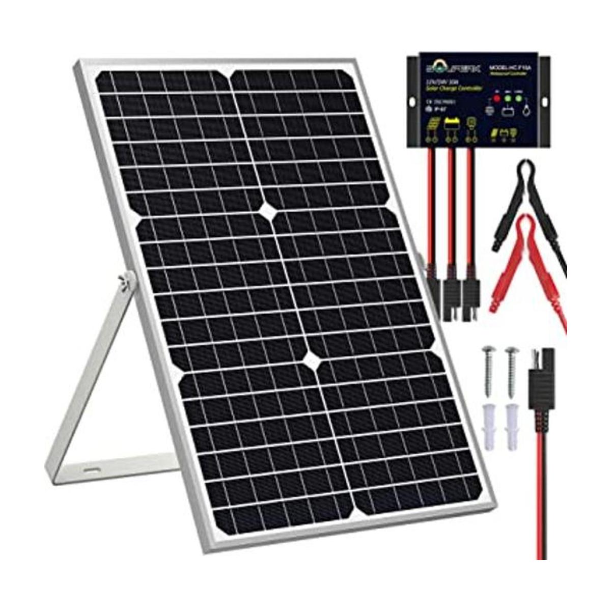 SOLPERK Kit de panel solar de 30 W 12 V cargador de