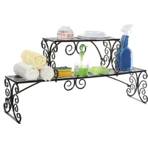 MyGift soporte organizador de metal con 2 estantes para_1