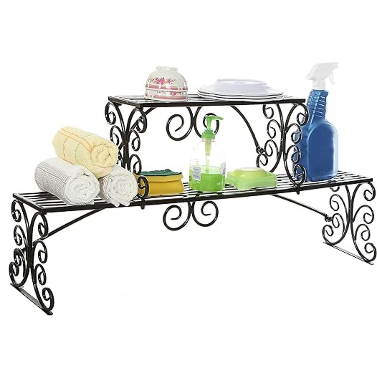 MyGift soporte organizador de metal con 2 estantes para