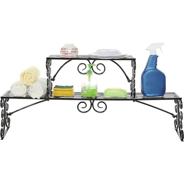 MyGift soporte organizador de metal con 2 estantes para_3