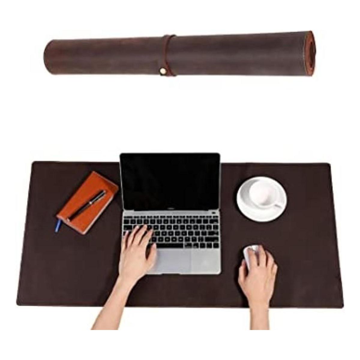 Protector de escritorio grande de piel auténtica 36 x 17