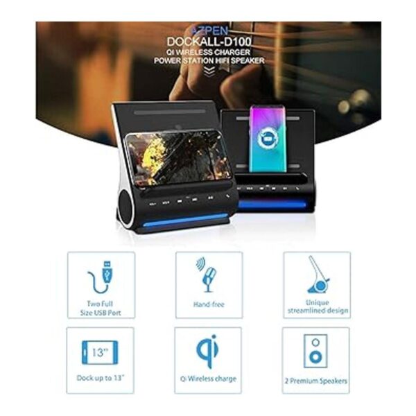 Azpen Dockall D100 Cargador inalámbrico Qi altavoces_2