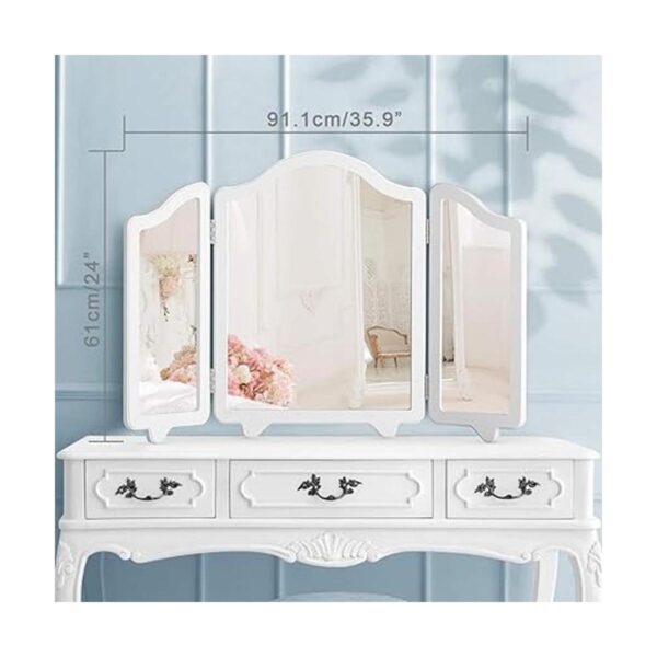 LUXFURNI Hollywood Espejo de maquillaje triple plegable_3