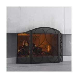 Fire Beauty Pantalla para chimenea 3 paneles de hierro