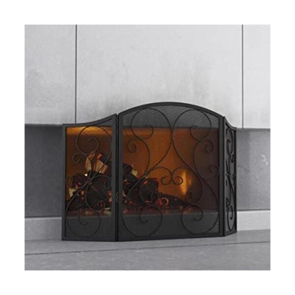 Fire Beauty Pantalla para chimenea 3 paneles de hierro