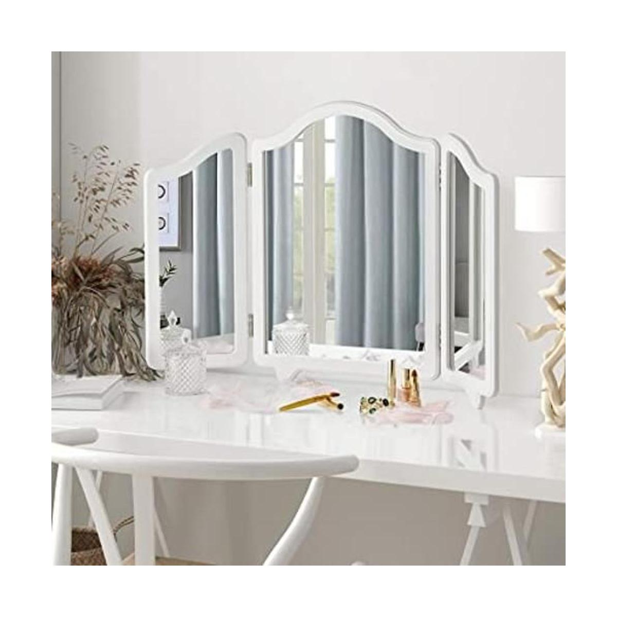 LUXFURNI Hollywood Espejo de maquillaje triple plegable