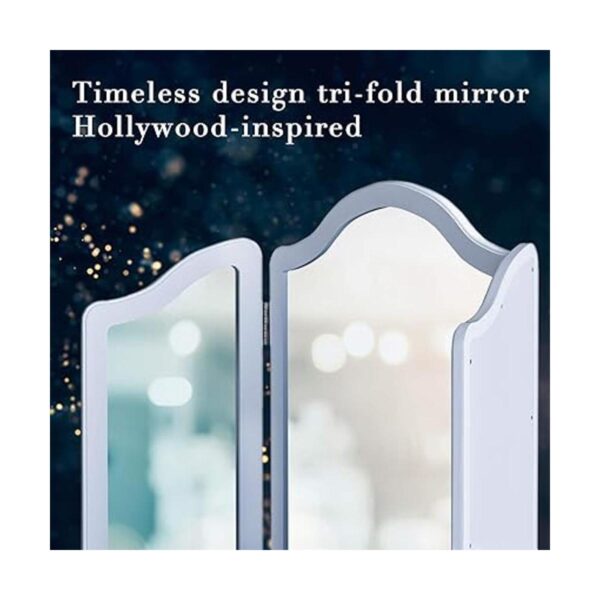 LUXFURNI Hollywood Espejo de maquillaje triple plegable_5