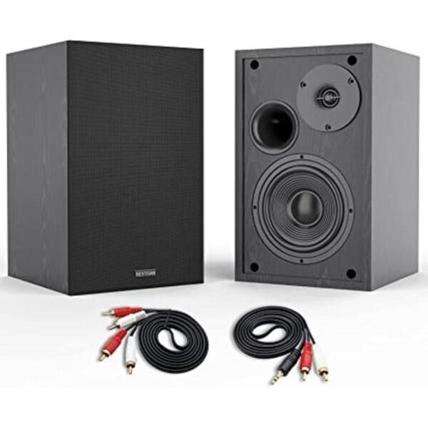 BESTISAN Altavoces de estantería alimentados de 4