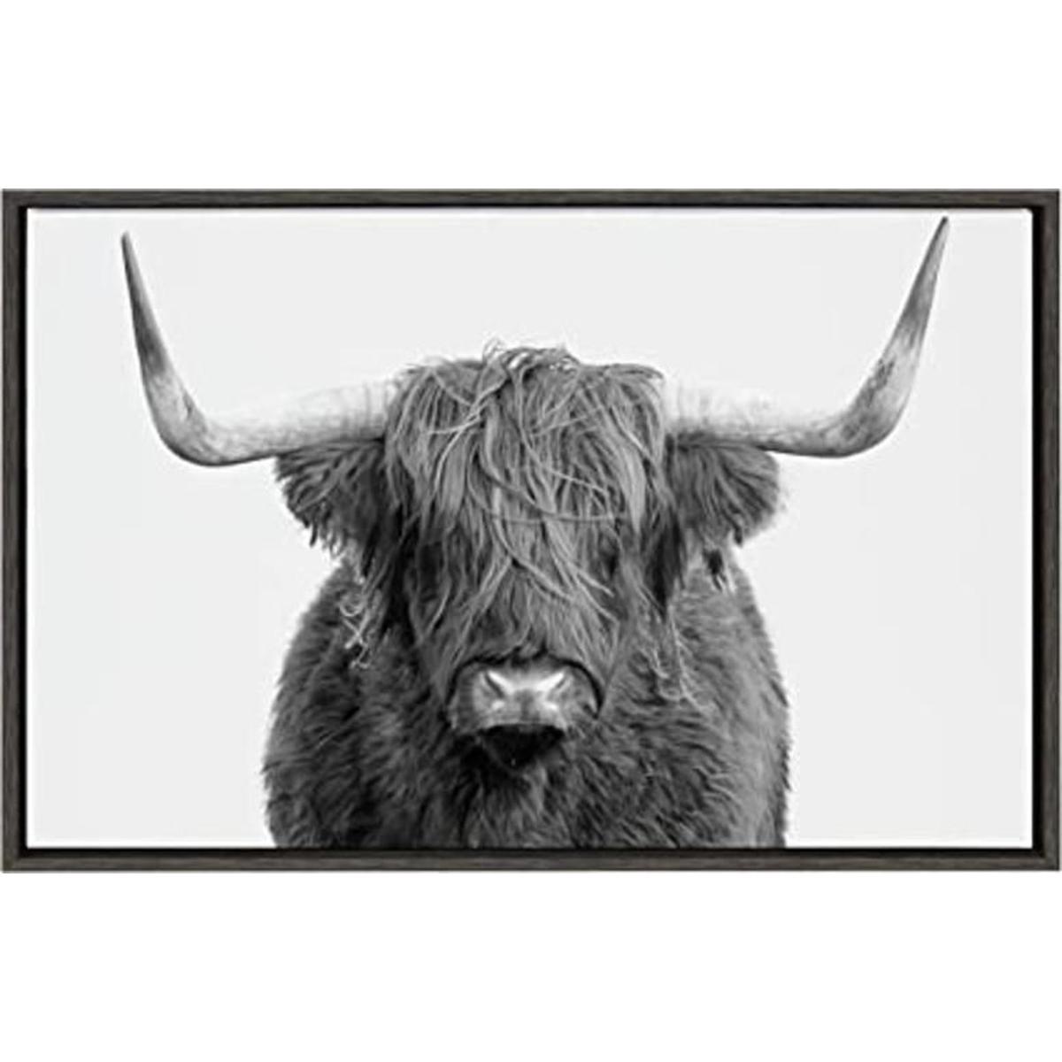 Kate and Laurel Sylvie Highland Cow Lienzo enmarcado para
