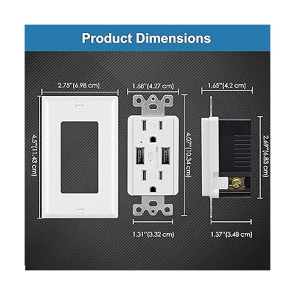 BESTTEN Toma de corriente USB de 3.6 A receptáculo de