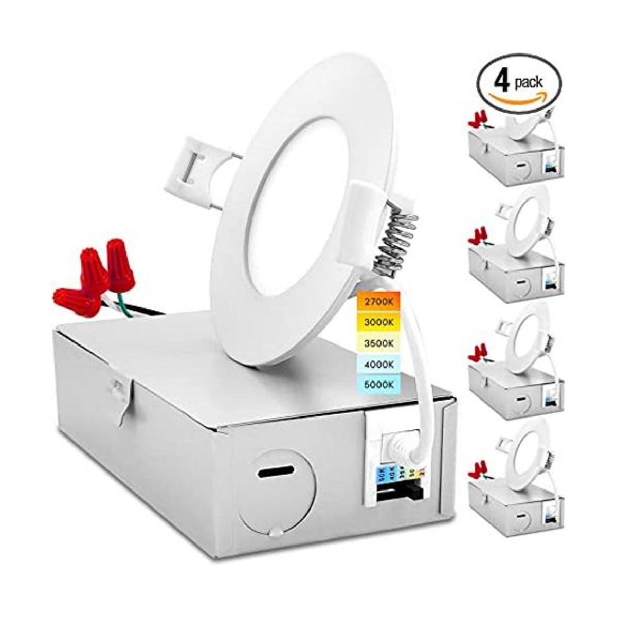 Luxrite Luz LED empotrada ultrafina de 3 pulgadas con caja