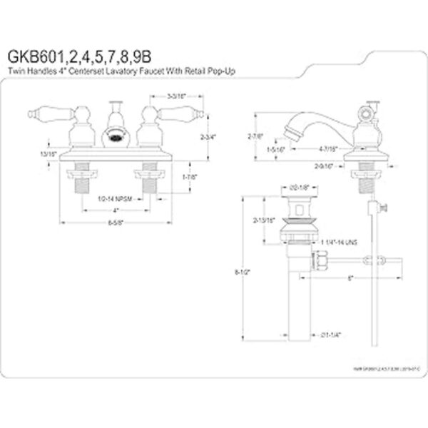 Kingston GKB601B Grifo para lavabo latón con popup_2
