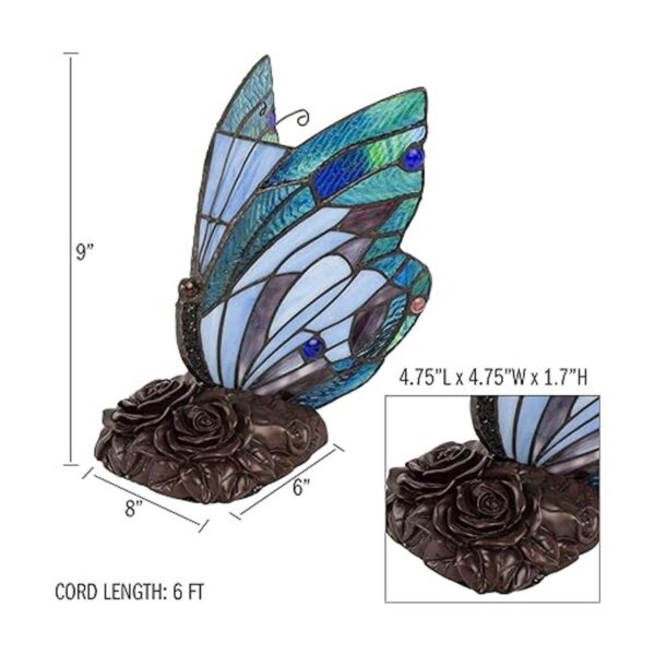 Lavish Home Lámpara de mariposa estilo Tiffany con luz de