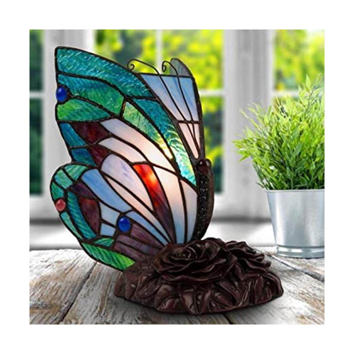 Lavish Home Lámpara de mariposa estilo Tiffany con luz de