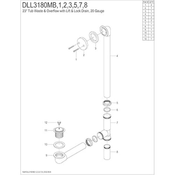 Kingston Brass tina Desage y rebosadero DLL3181_2
